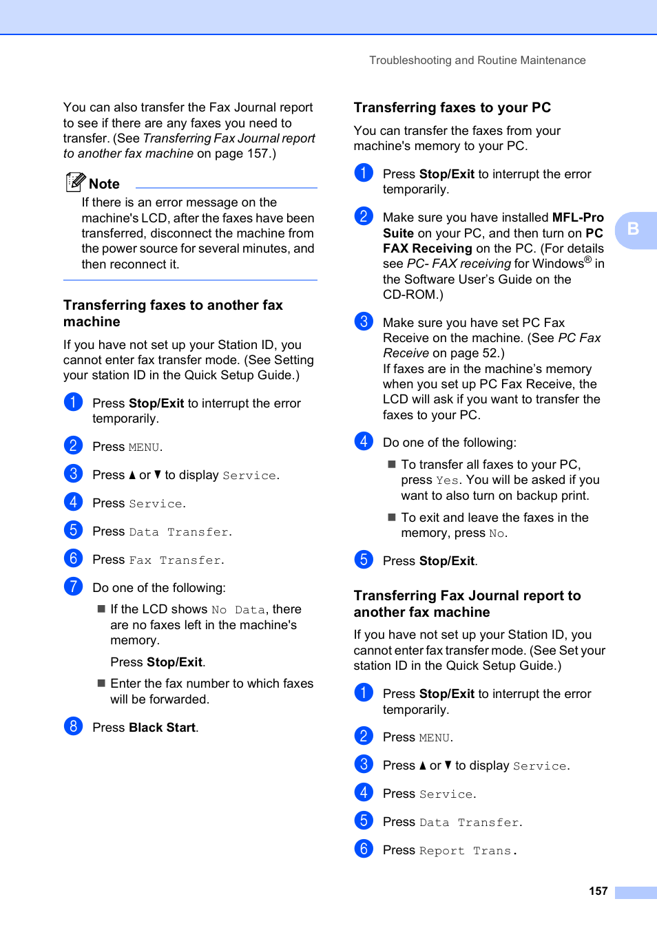 Transferring faxes to another fax machine, Transferring faxes to your pc | Brother MFC-790CW User Manual | Page 173 / 240