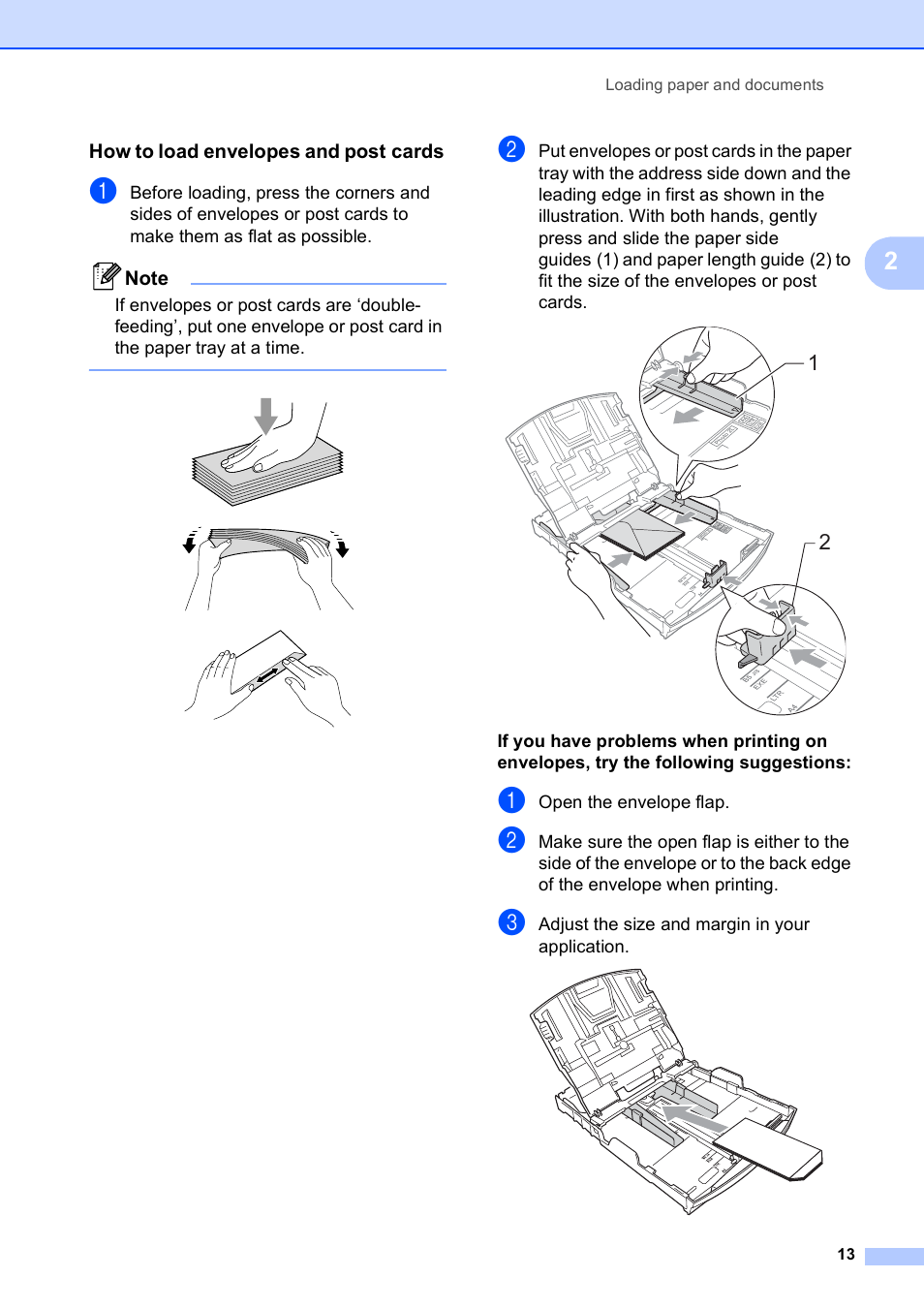How to load envelopes and post cards | Brother MFC-790CW User Manual | Page 29 / 240