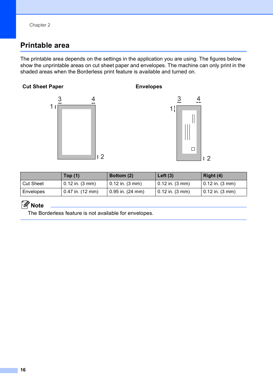 Printable area | Brother MFC-790CW User Manual | Page 32 / 240