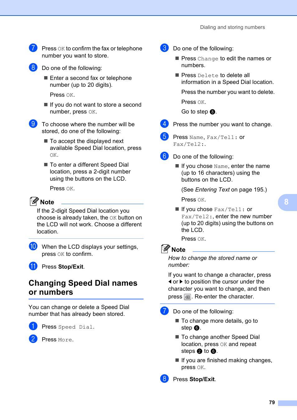 Changing speed dial names or numbers | Brother MFC-790CW User Manual | Page 95 / 240