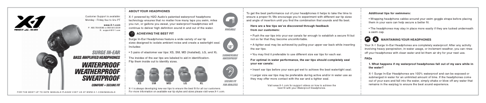 X-1 (H2O Audio) IE2-BK-X User Manual | 2 pages