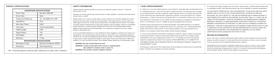 X-1 (H2O Audio) IE2-MBK-X User Manual | Page 2 / 2