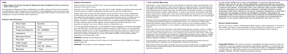 X-1 (H2O Audio) CB1-GR-X User Manual | Page 2 / 2