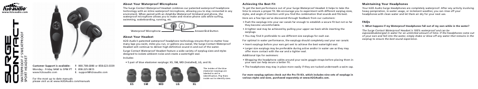 X-1 (H2O Audio) IE2-MBK User Manual | 2 pages