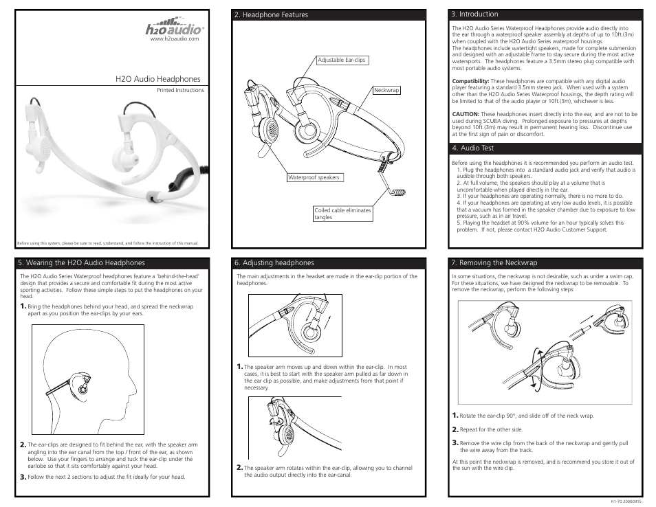 Working headphones.pdf | X-1 (H2O Audio) H1-9A1 User Manual | Page 2 / 3