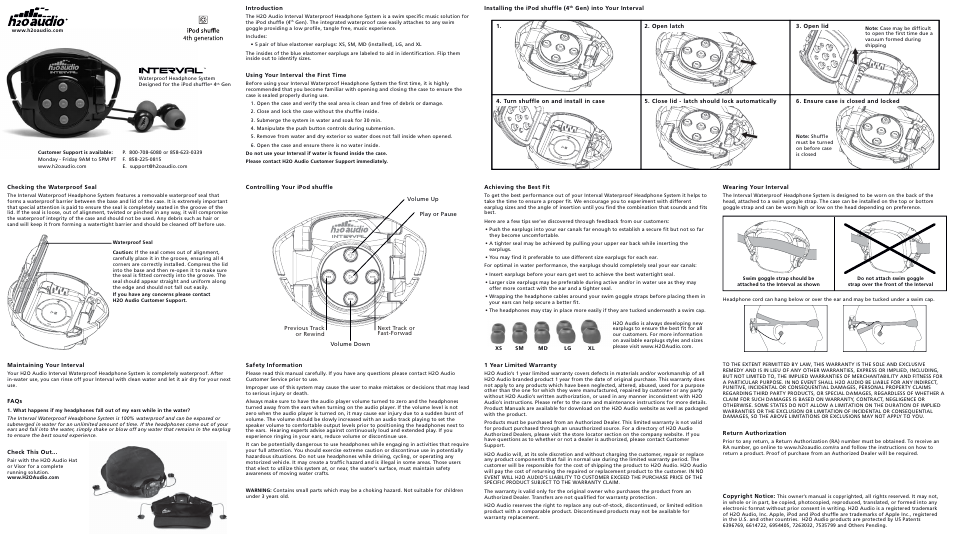 X-1 (H2O Audio) INT4-BK User Manual | 1 page