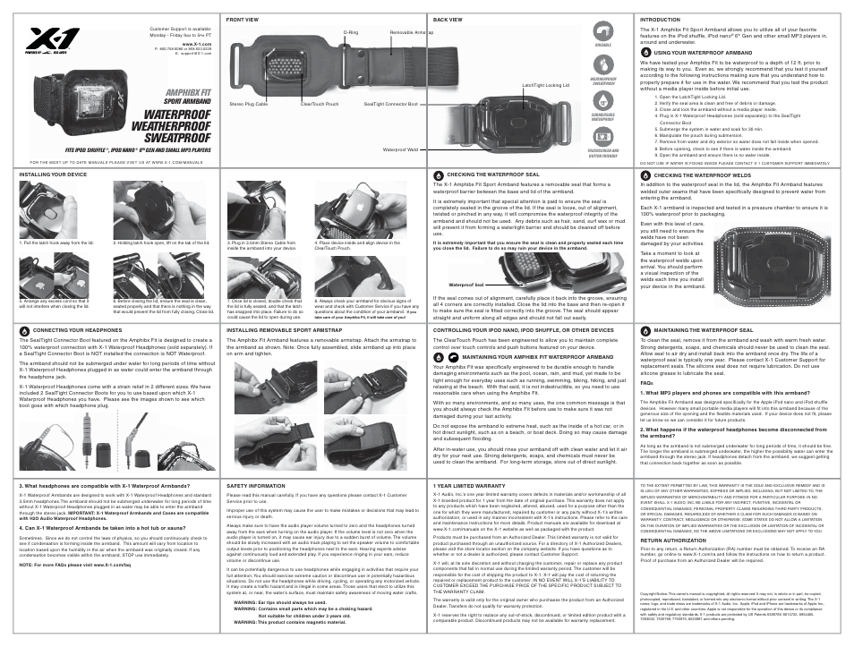 X-1 (H2O Audio) XB3-BK-X User Manual | 1 page