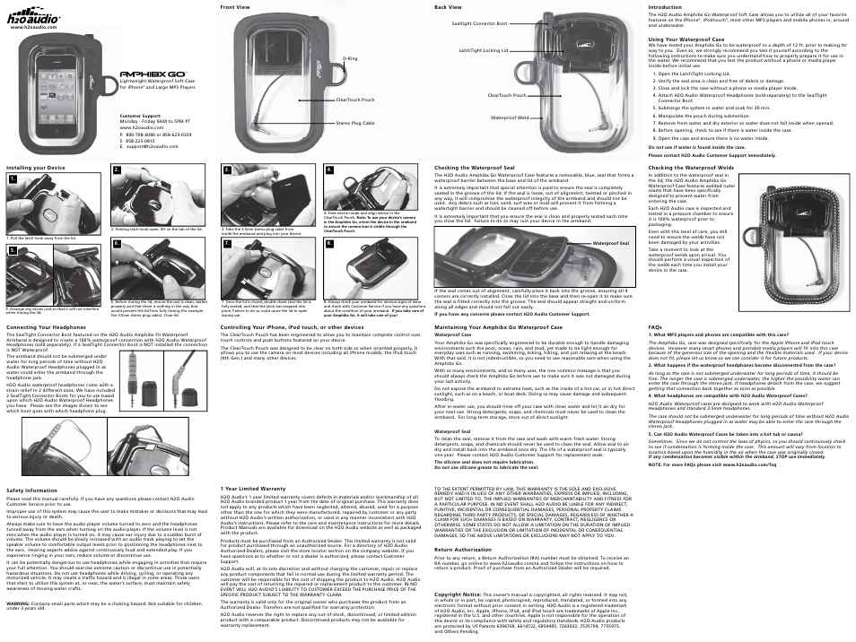 X-1 (H2O Audio) WC1-BK User Manual | 1 page