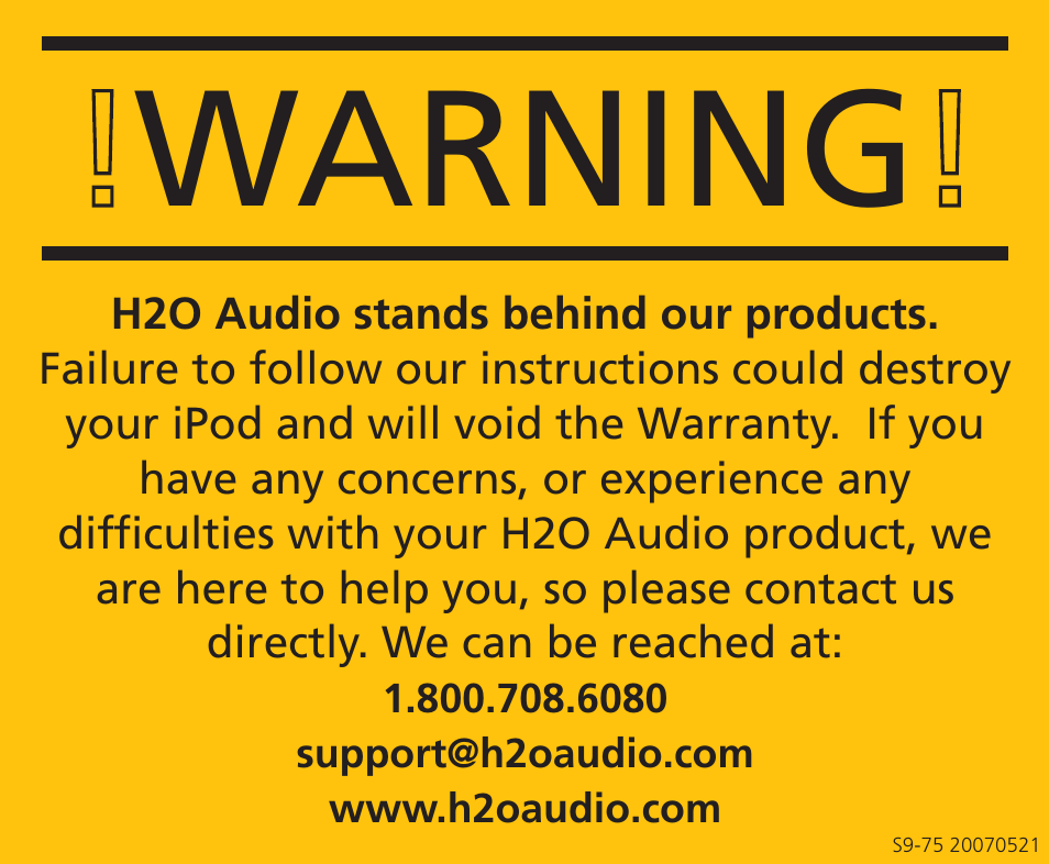 X-1 (H2O Audio) S8-1A3 User Manual | 5 pages
