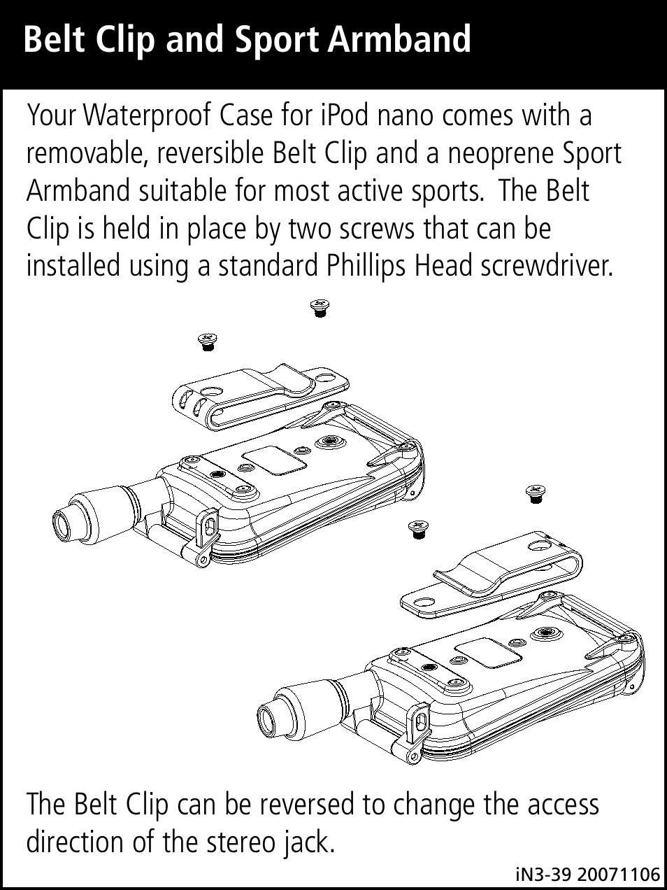 In3-39_eg, Belt clip and sport armband | X-1 (H2O Audio) iN3-5A3 User Manual | Page 5 / 7