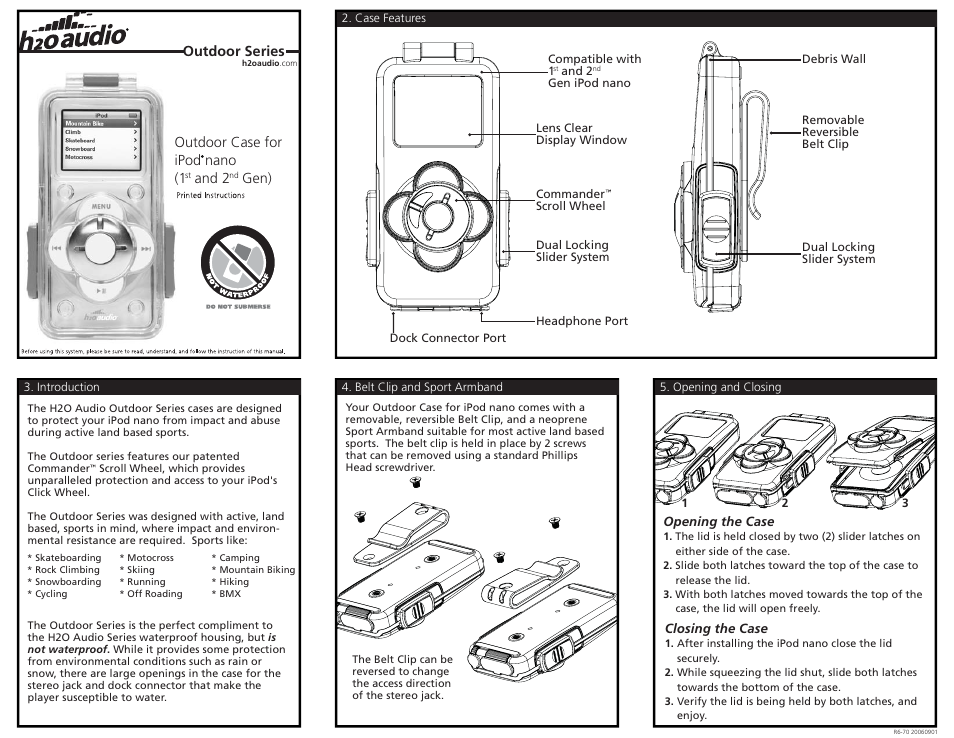 X-1 (H2O Audio) R9-1A4 User Manual | 2 pages