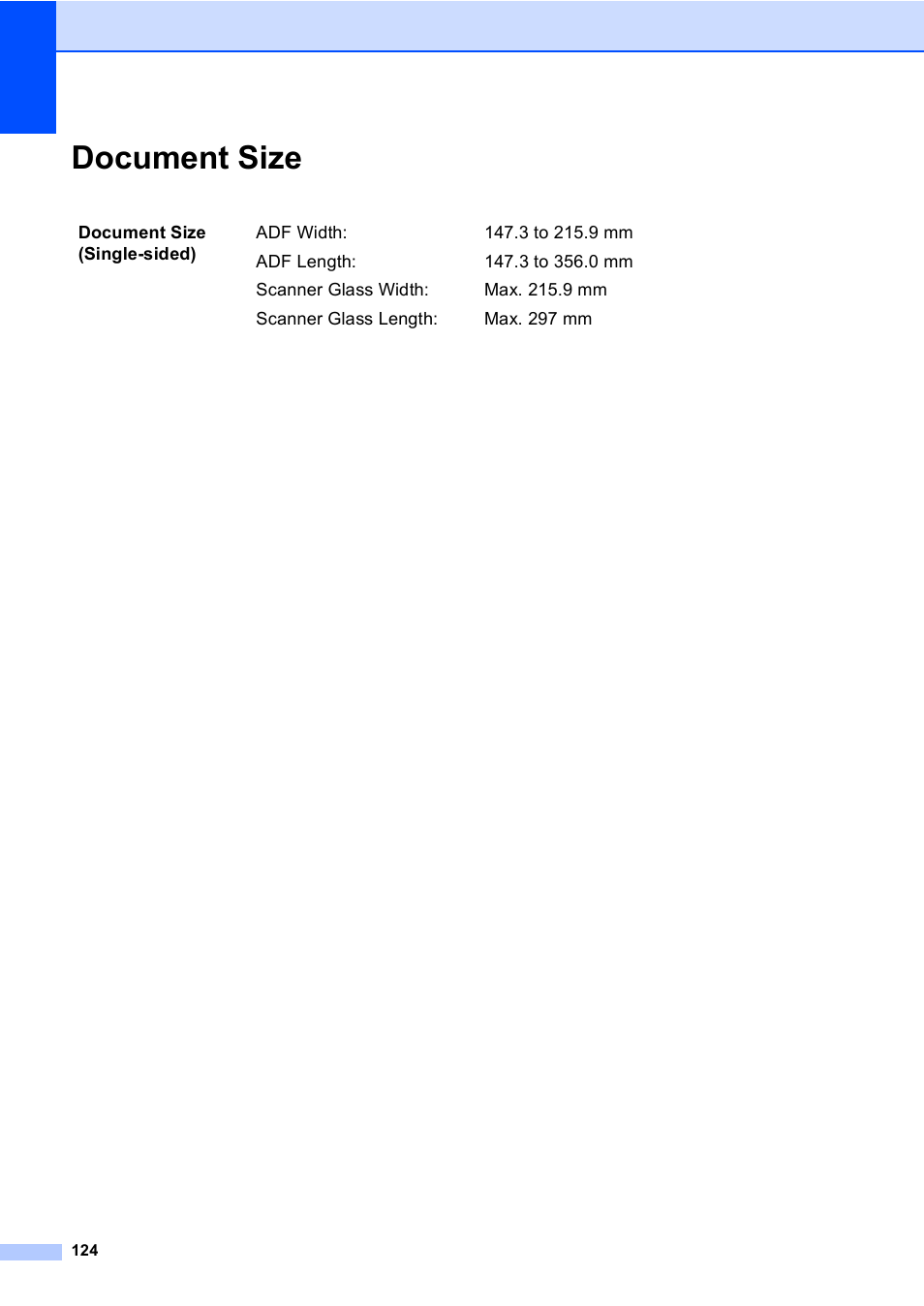 Document size | Brother DCP-9055CDN User Manual | Page 132 / 146