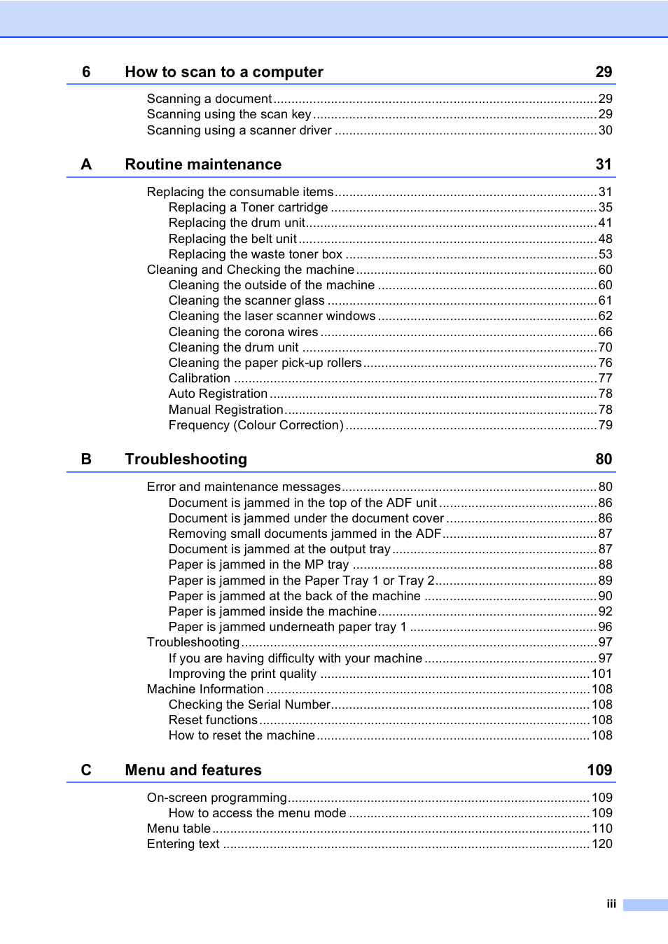 Brother DCP-9055CDN User Manual | Page 5 / 146