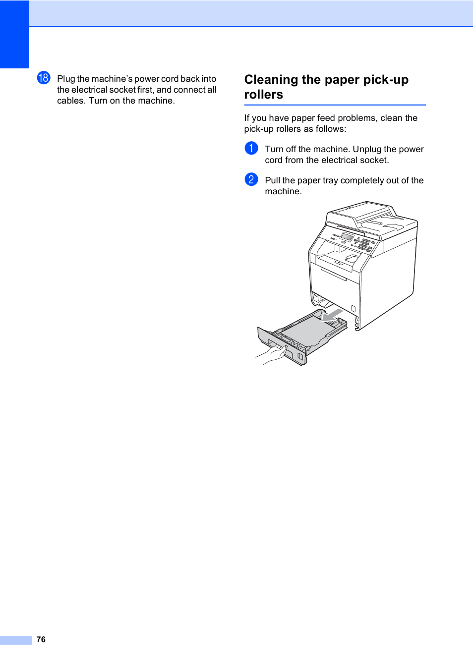 Cleaning the paper pick-up rollers | Brother DCP-9055CDN User Manual | Page 84 / 146