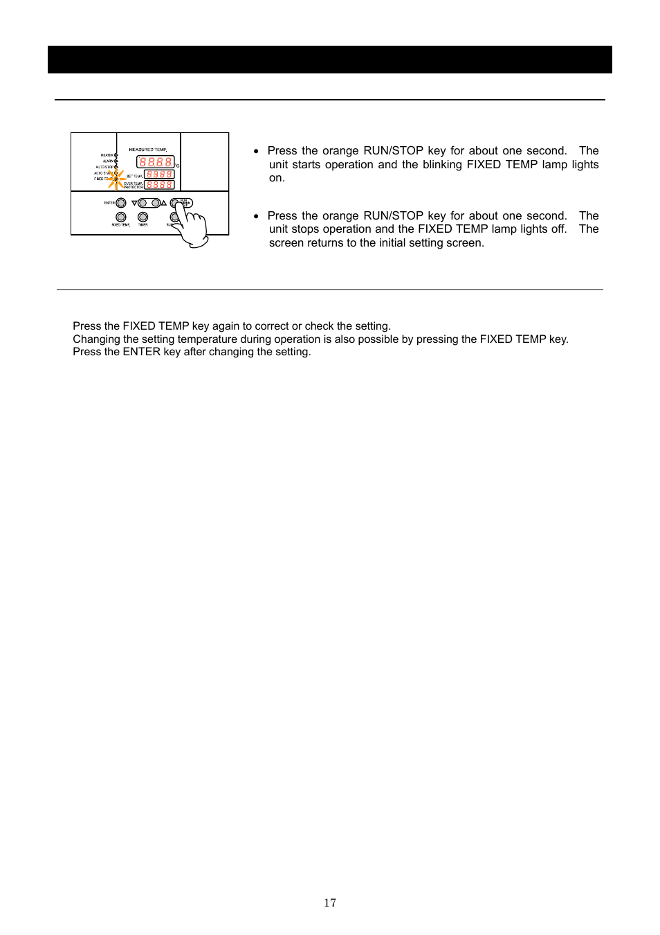 Operation method, Fixed temperature operation | Yamato Scientific BB600 Low Constant Temperature Water Bath User Manual | Page 20 / 64