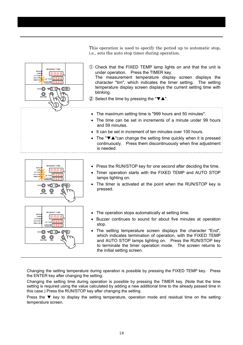 Operation method, Quick auto stop operation | Yamato Scientific BB600 Low Constant Temperature Water Bath User Manual | Page 21 / 64