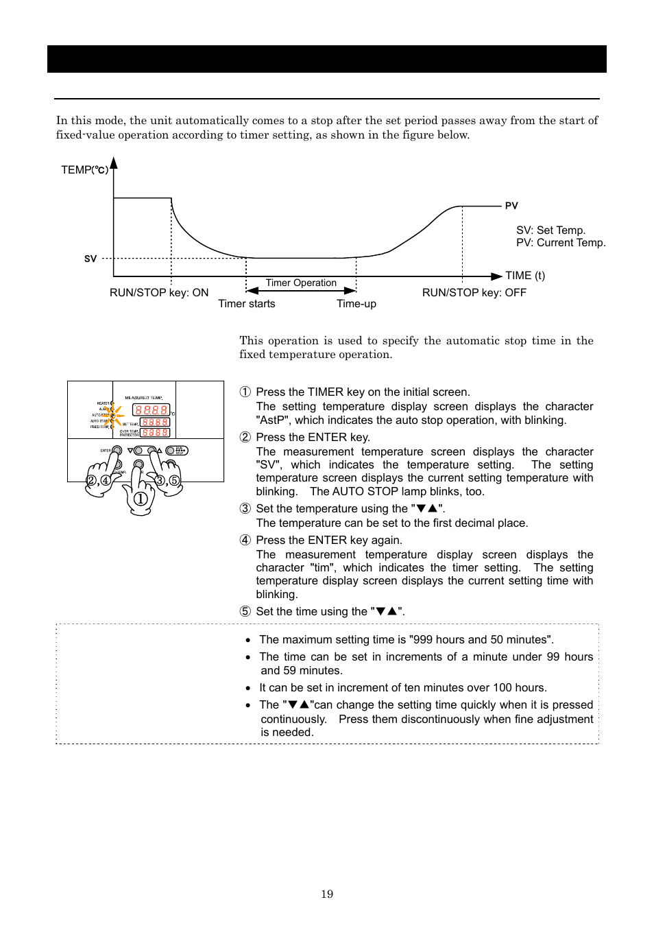 Operation method, Auto stop operation | Yamato Scientific BB600 Low Constant Temperature Water Bath User Manual | Page 22 / 64