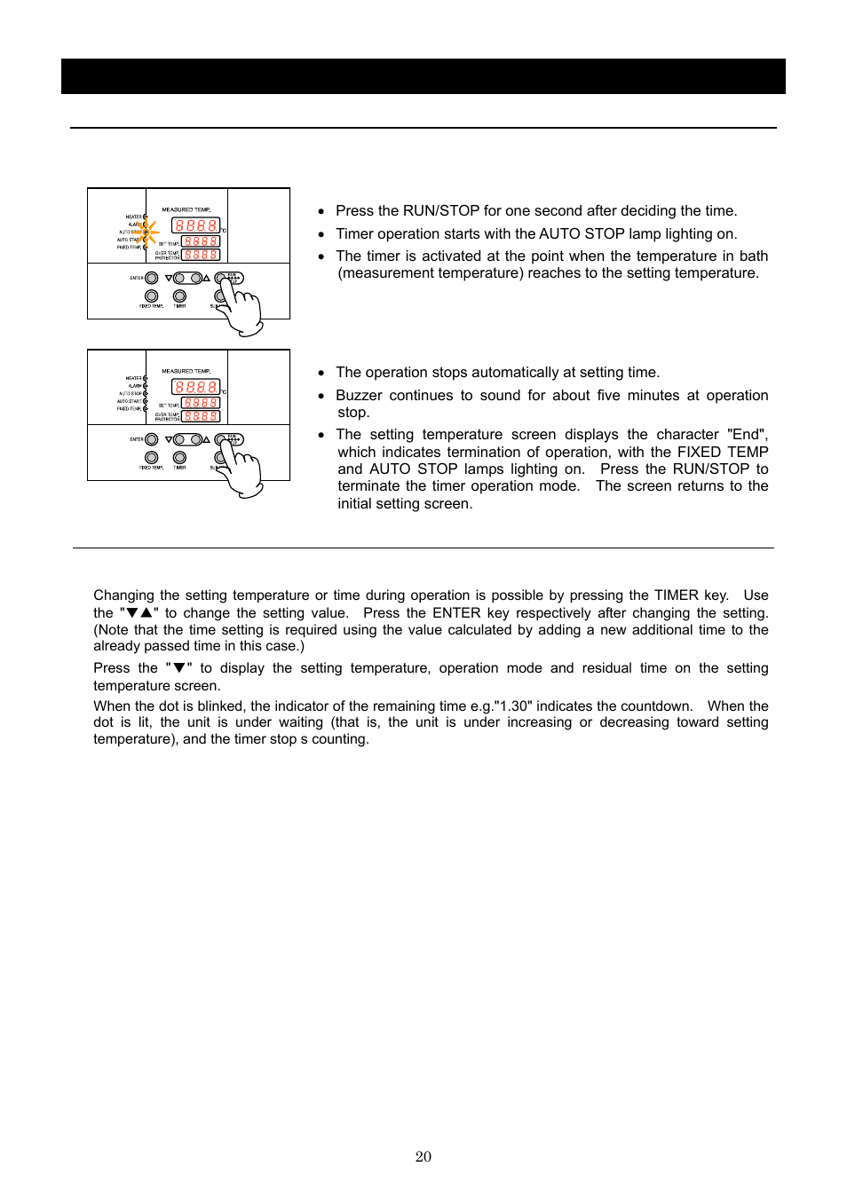 Operation method, Auto stop operation | Yamato Scientific BB600 Low Constant Temperature Water Bath User Manual | Page 23 / 64