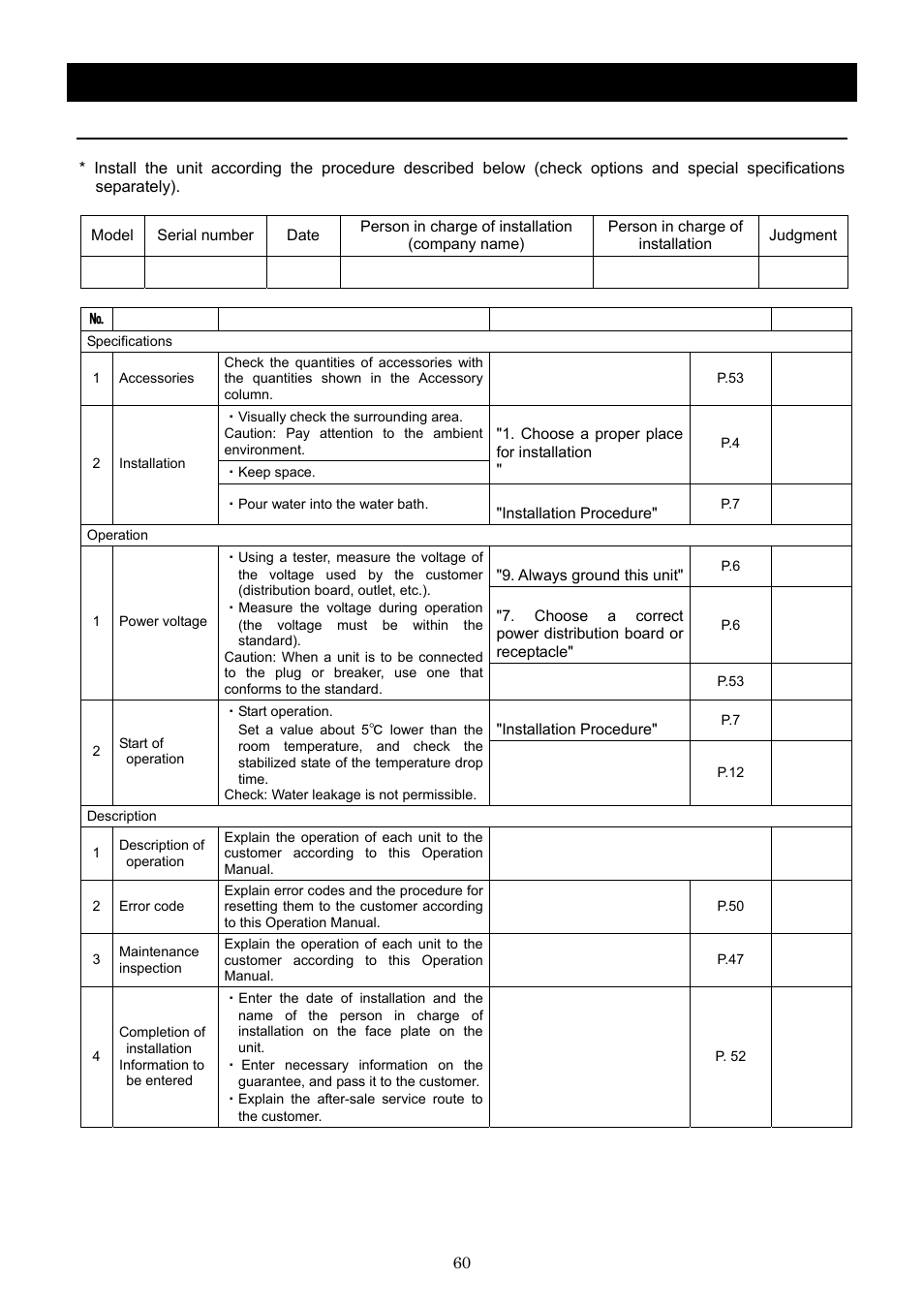 Installation standard manual | Yamato Scientific BB600 Low Constant Temperature Water Bath User Manual | Page 63 / 64