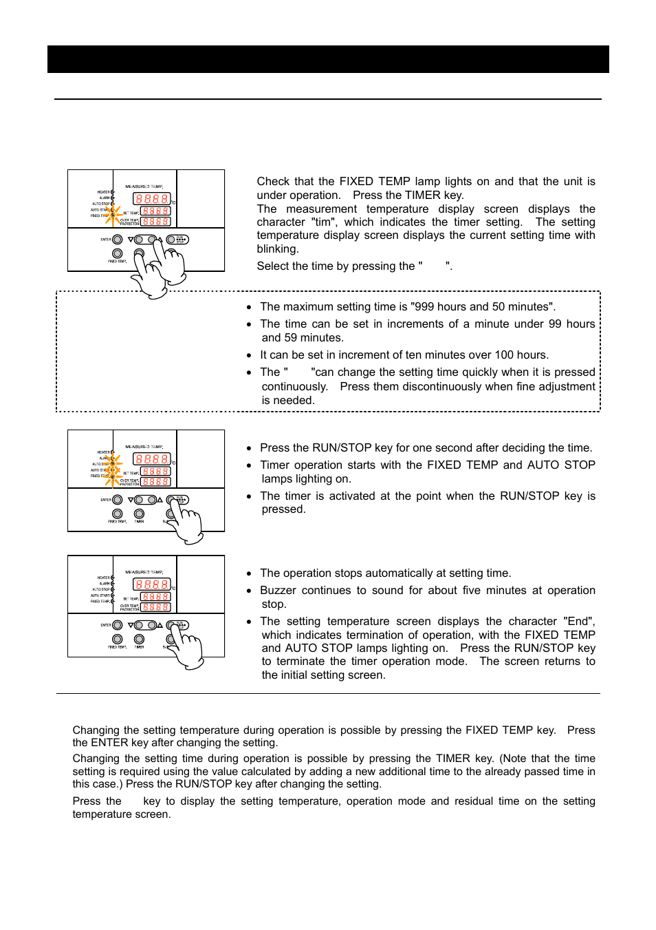 Operation method, Quick auto stop operation | Yamato Scientific BBL300 Low Constant Temperature Water Bath User Manual | Page 21 / 61