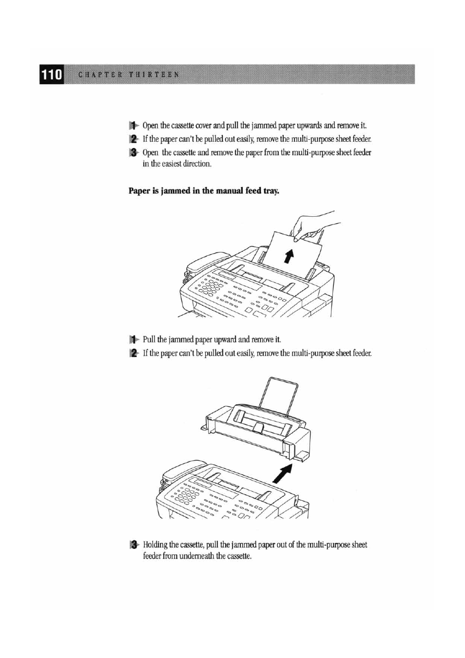 Paper is jammed in the manual feed tray | Brother MFC7000FC User Manual | Page 118 / 147