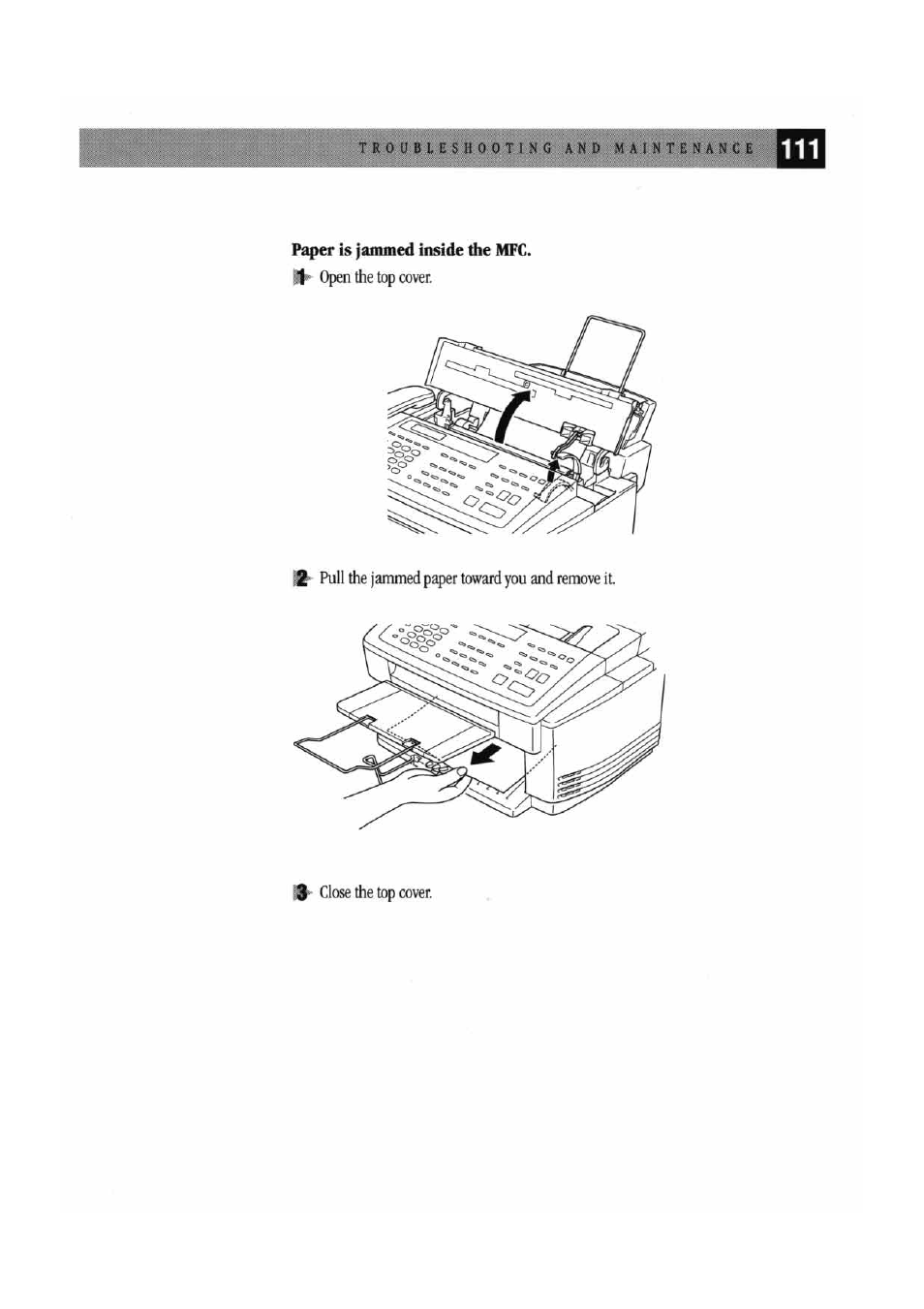 Paper is jammed inside the mfc | Brother MFC7000FC User Manual | Page 119 / 147