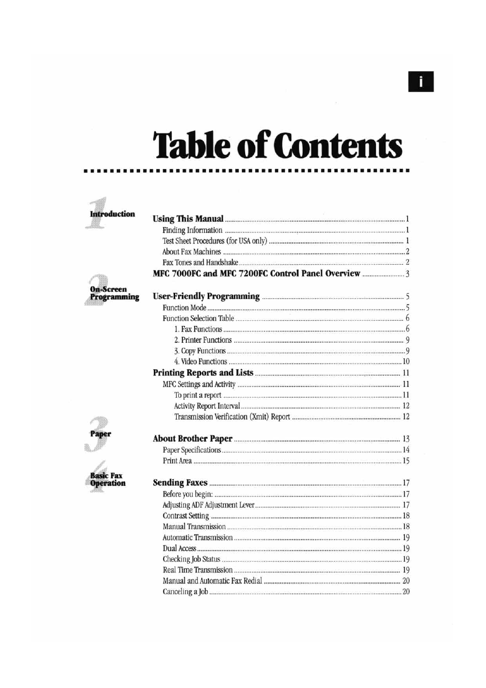 Brother MFC7000FC User Manual | Page 3 / 147