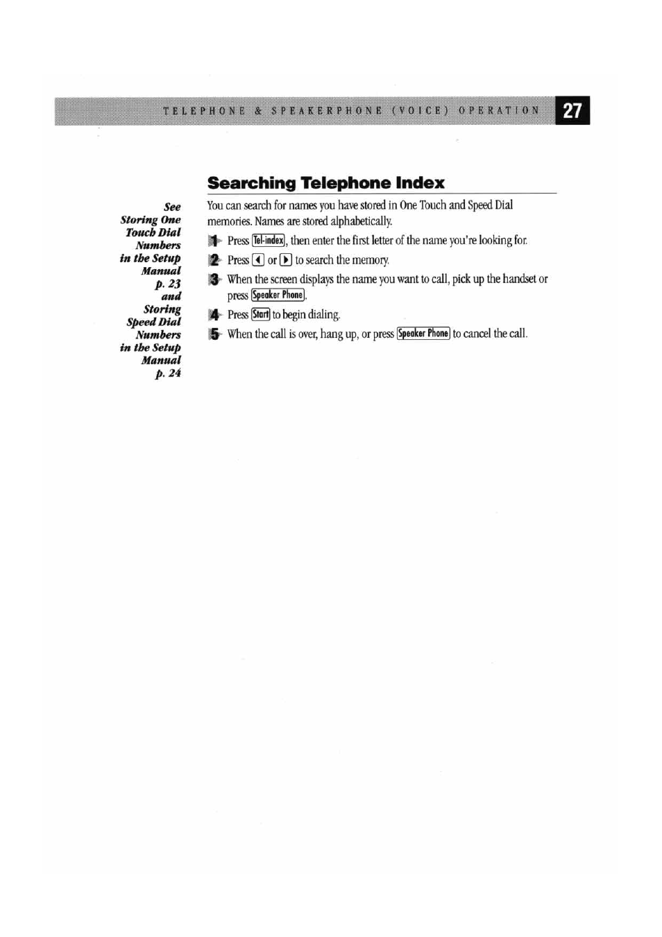 Searching telephone index | Brother MFC7000FC User Manual | Page 35 / 147
