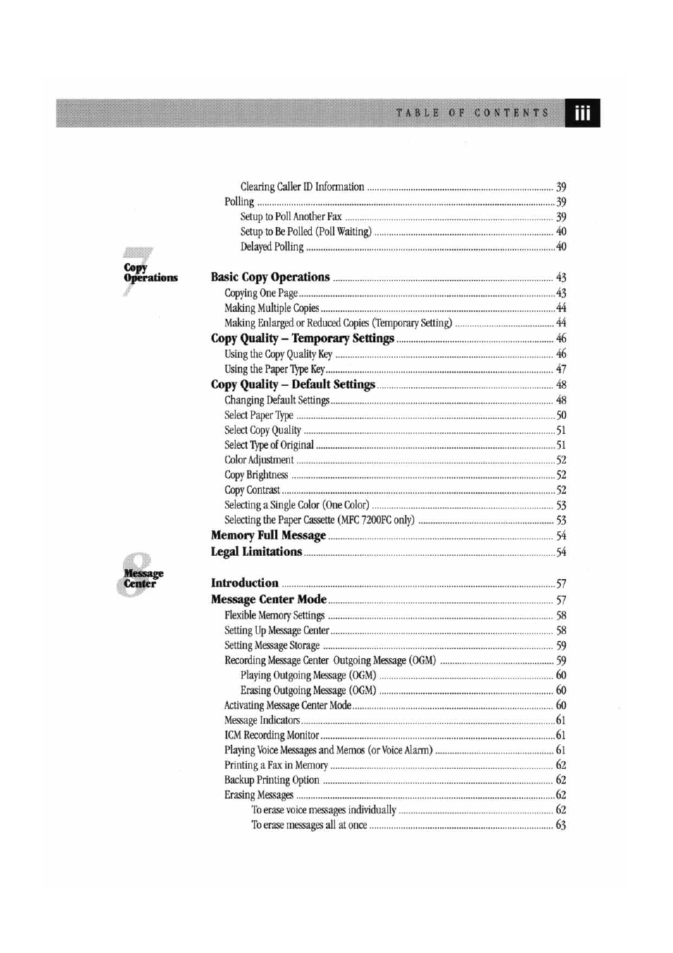 Brother MFC7000FC User Manual | Page 5 / 147