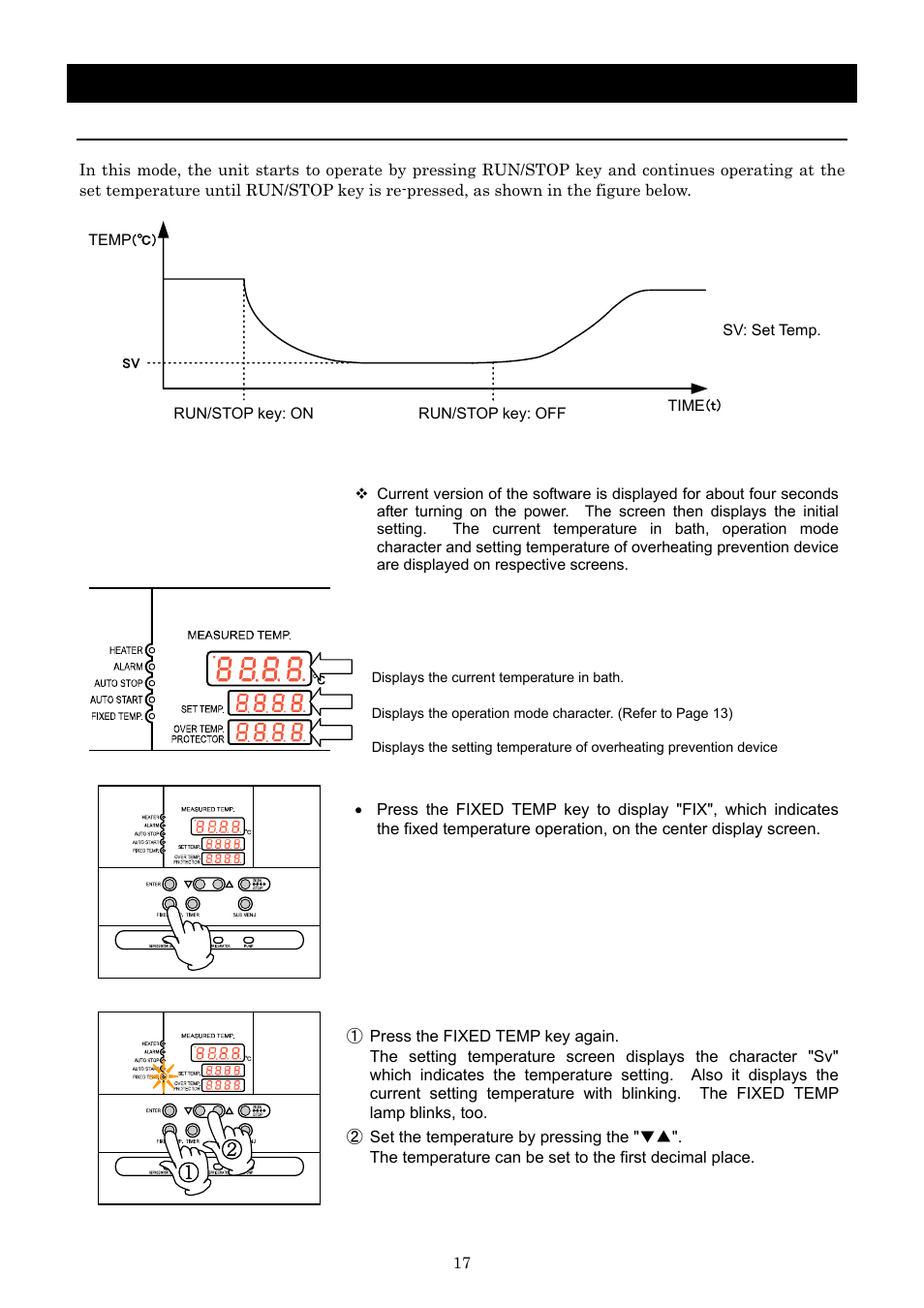 Operation method, Fixed temperature operation | Yamato Scientific CLH600 Cool Line User Manual | Page 20 / 65