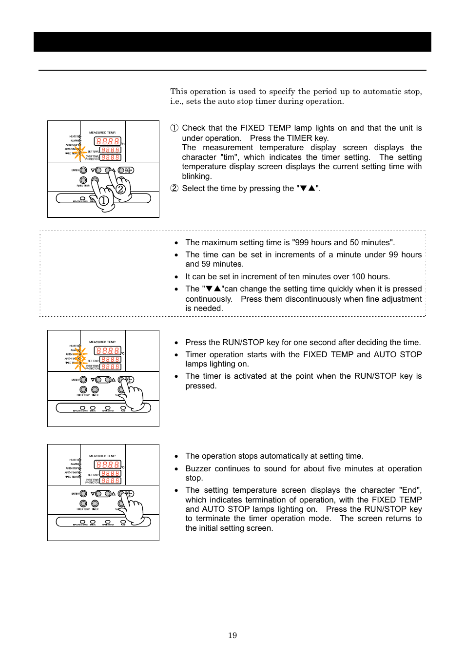 Operation method, Quick auto stop operation | Yamato Scientific CLH600 Cool Line User Manual | Page 22 / 65