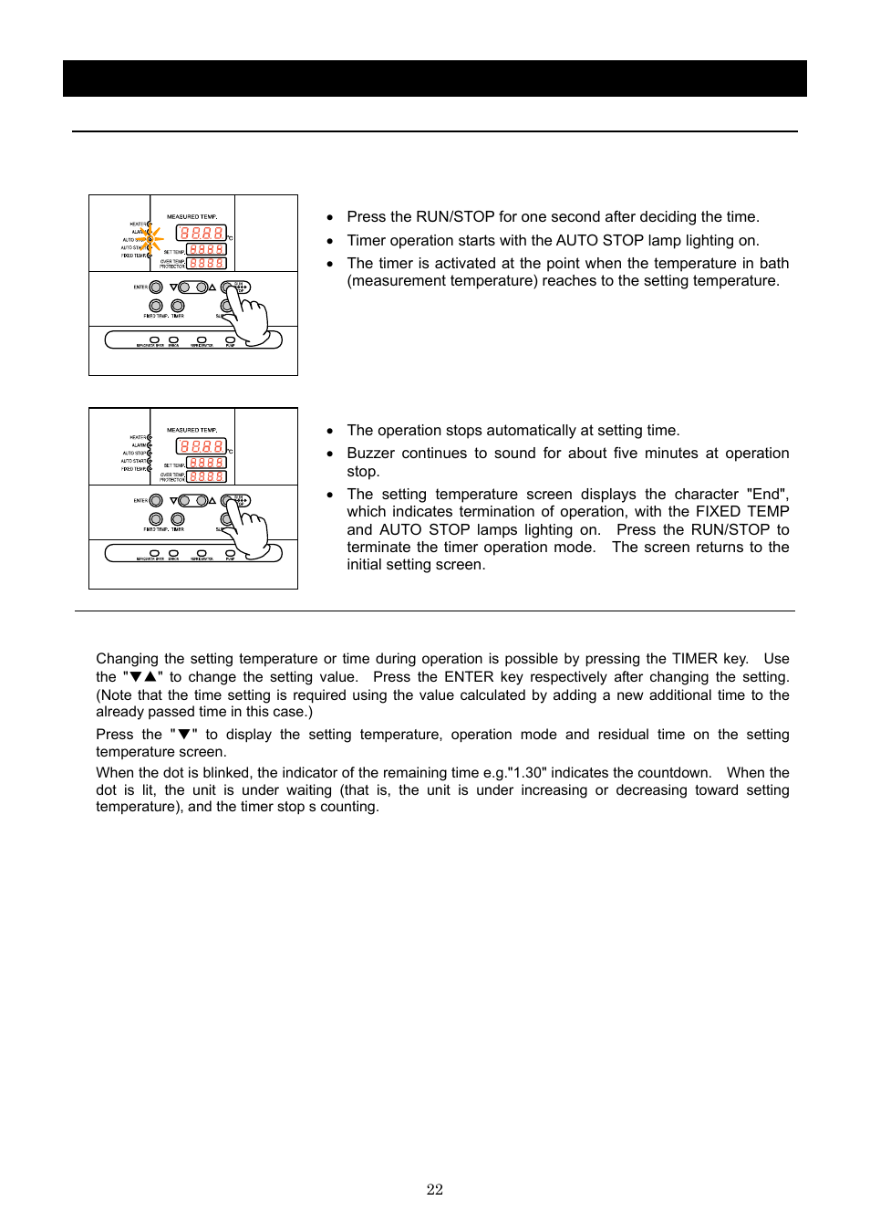 Operation method, Auto stop operation | Yamato Scientific CLH600 Cool Line User Manual | Page 25 / 65