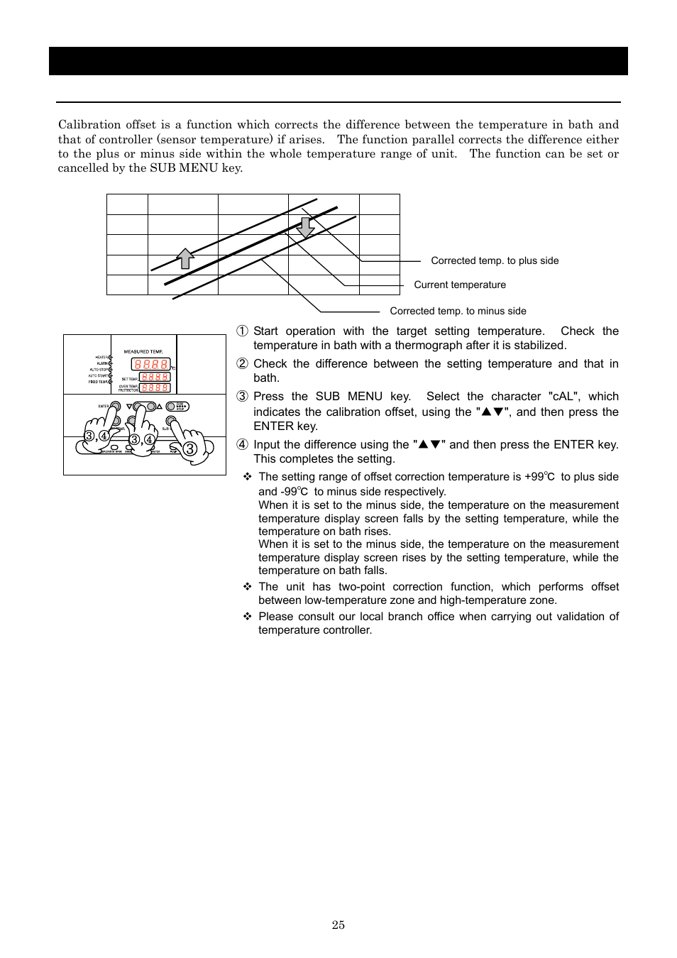 Operation method, Calibration offset function | Yamato Scientific CLH600 Cool Line User Manual | Page 28 / 65