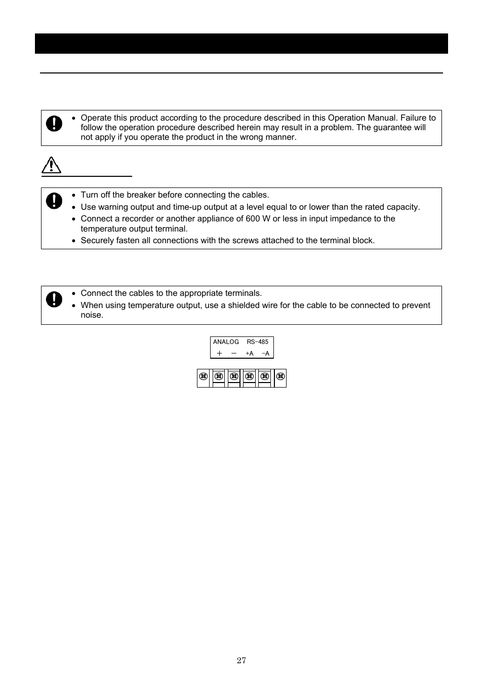 Operation method, Caution, Temperature output terminal | Yamato Scientific CLH600 Cool Line User Manual | Page 30 / 65
