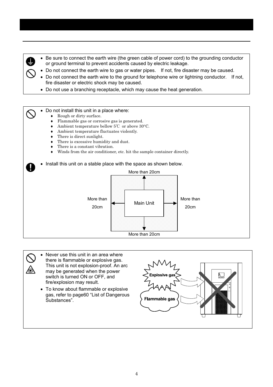 Before using this unit, Requirements for installation | Yamato Scientific CLH600 Cool Line User Manual | Page 7 / 65