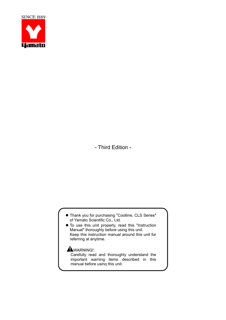 Yamato Scientific CLS600 Cool Line User Manual | 55 pages