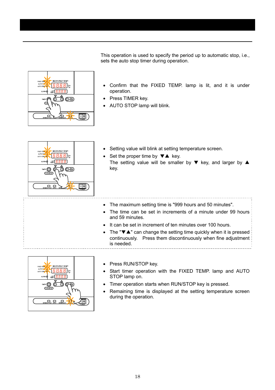 Operation method, Quick auto stop operation | Yamato Scientific CLS600 Cool Line User Manual | Page 21 / 55