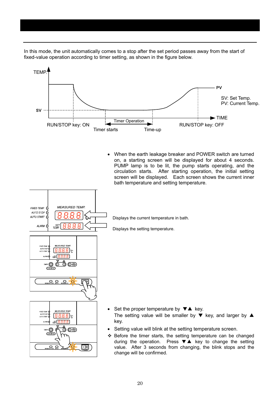 Operation method, Auto stop operation | Yamato Scientific CLS600 Cool Line User Manual | Page 23 / 55