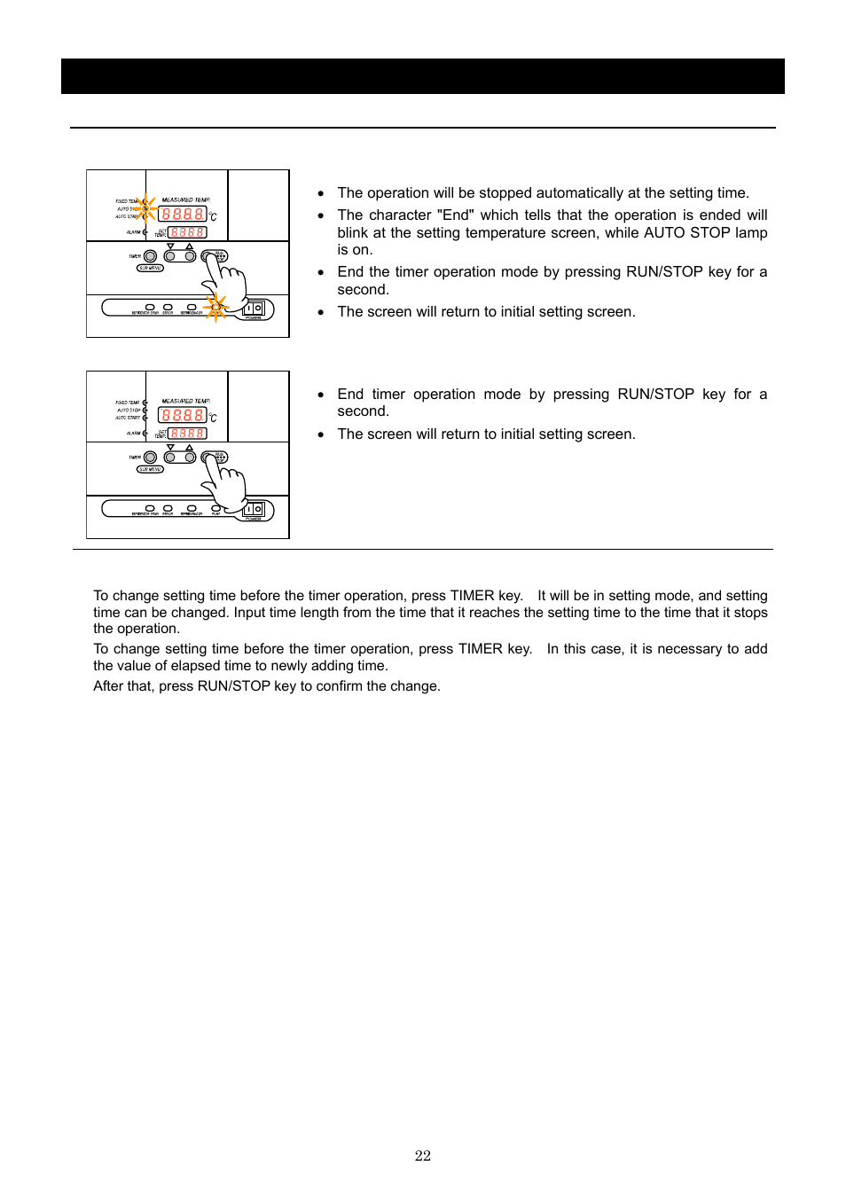Operation method, Auto stop operation | Yamato Scientific CLS600 Cool Line User Manual | Page 25 / 55