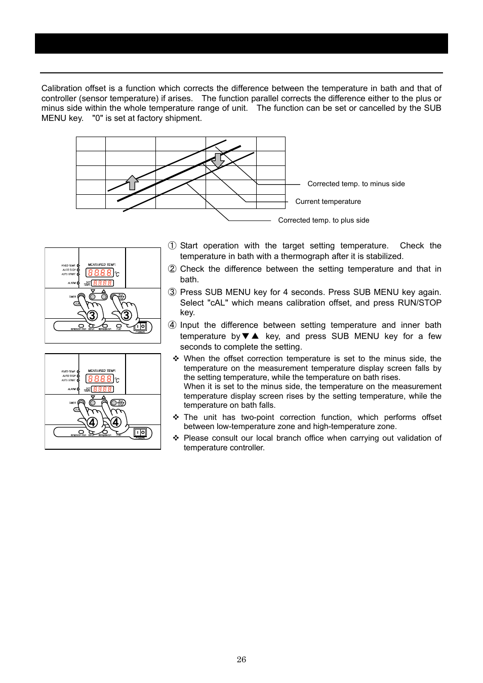 Operation method, Calibration offset function | Yamato Scientific CLS600 Cool Line User Manual | Page 29 / 55