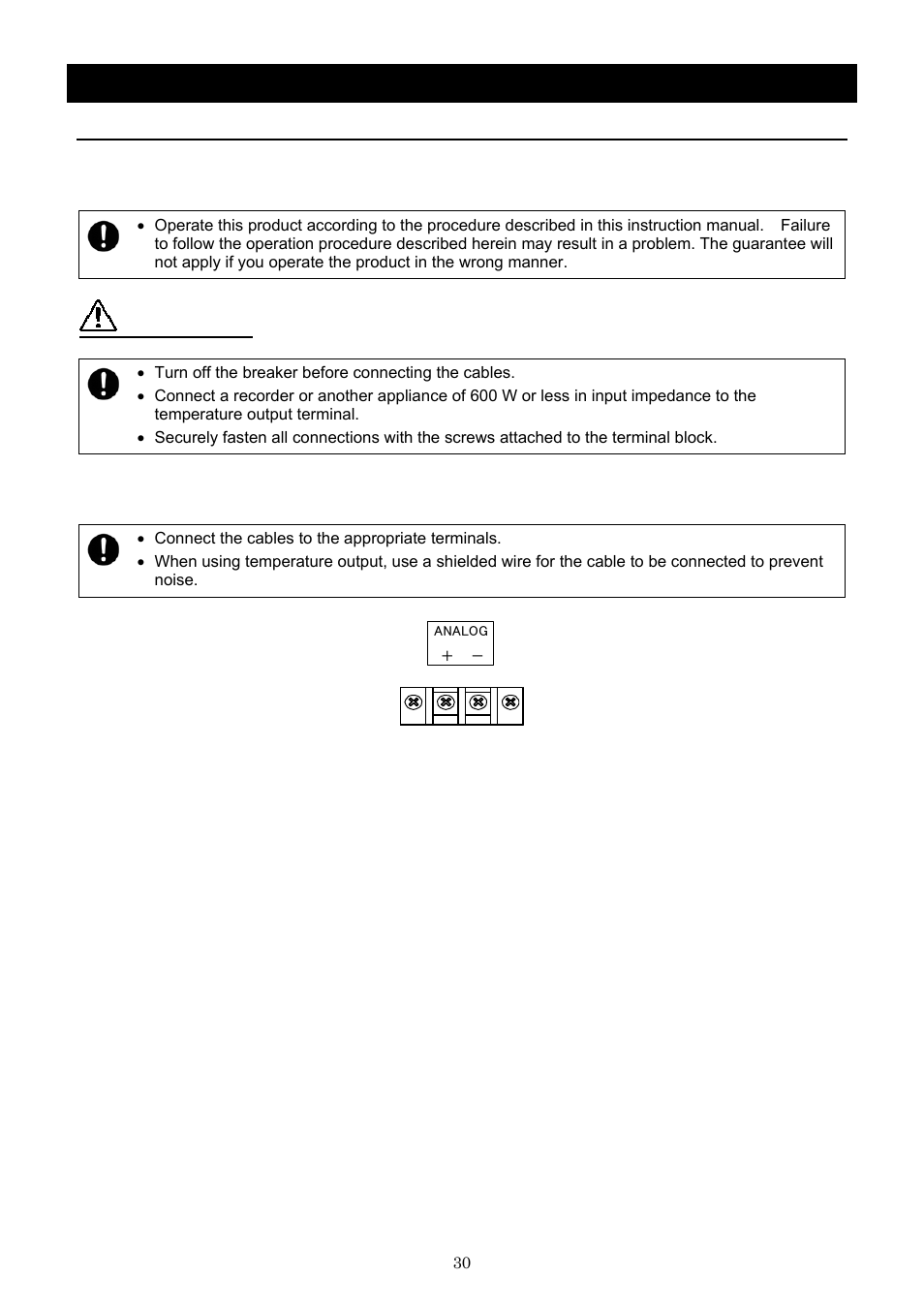 Operation method, Caution, Temperature output terminal | Yamato Scientific CLS600 Cool Line User Manual | Page 33 / 55