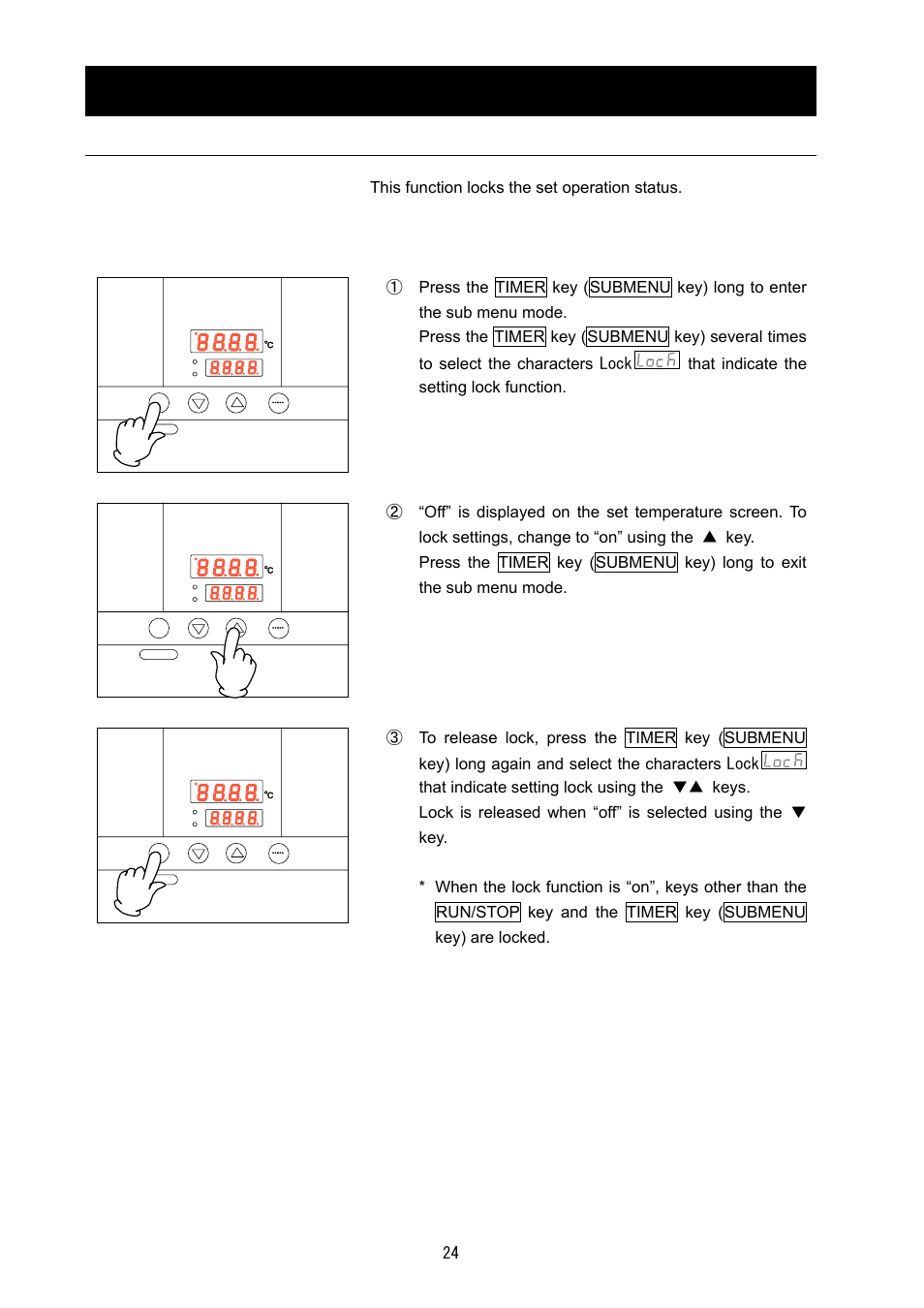 Operating procedures, Useful function (setting lock function), Using the lock function | Yamato Scientific DG400 Drying Ovens for Laboratory Tools User Manual | Page 26 / 41