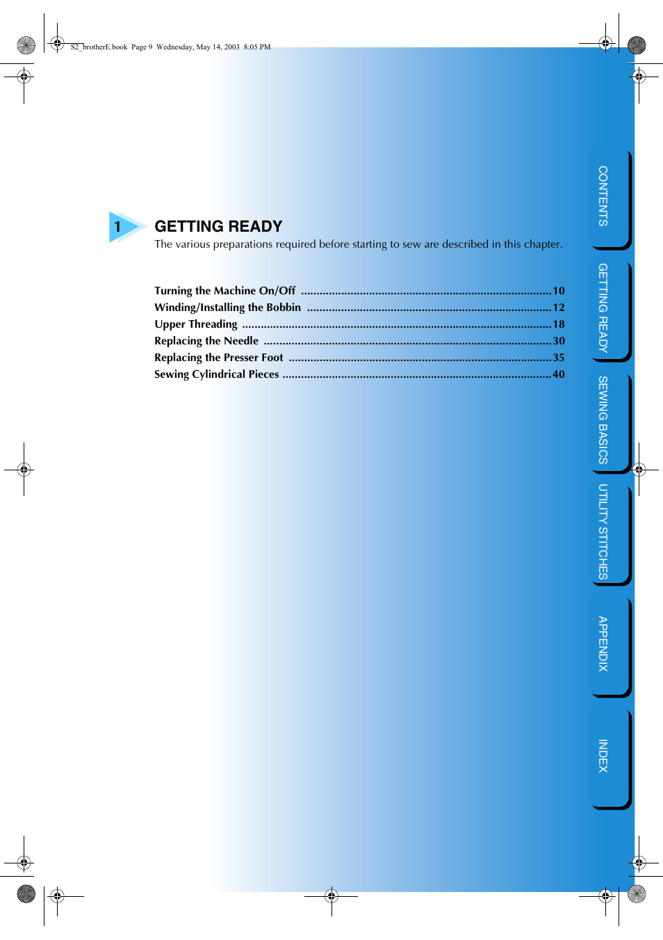 Getting ready | Brother CS-8060 User Manual | Page 15 / 116