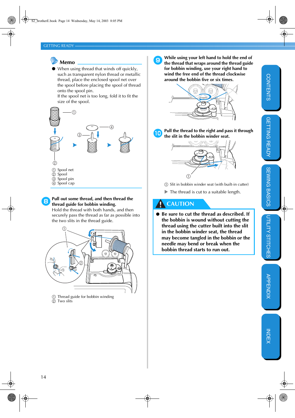 Caution | Brother CS-8060 User Manual | Page 20 / 116