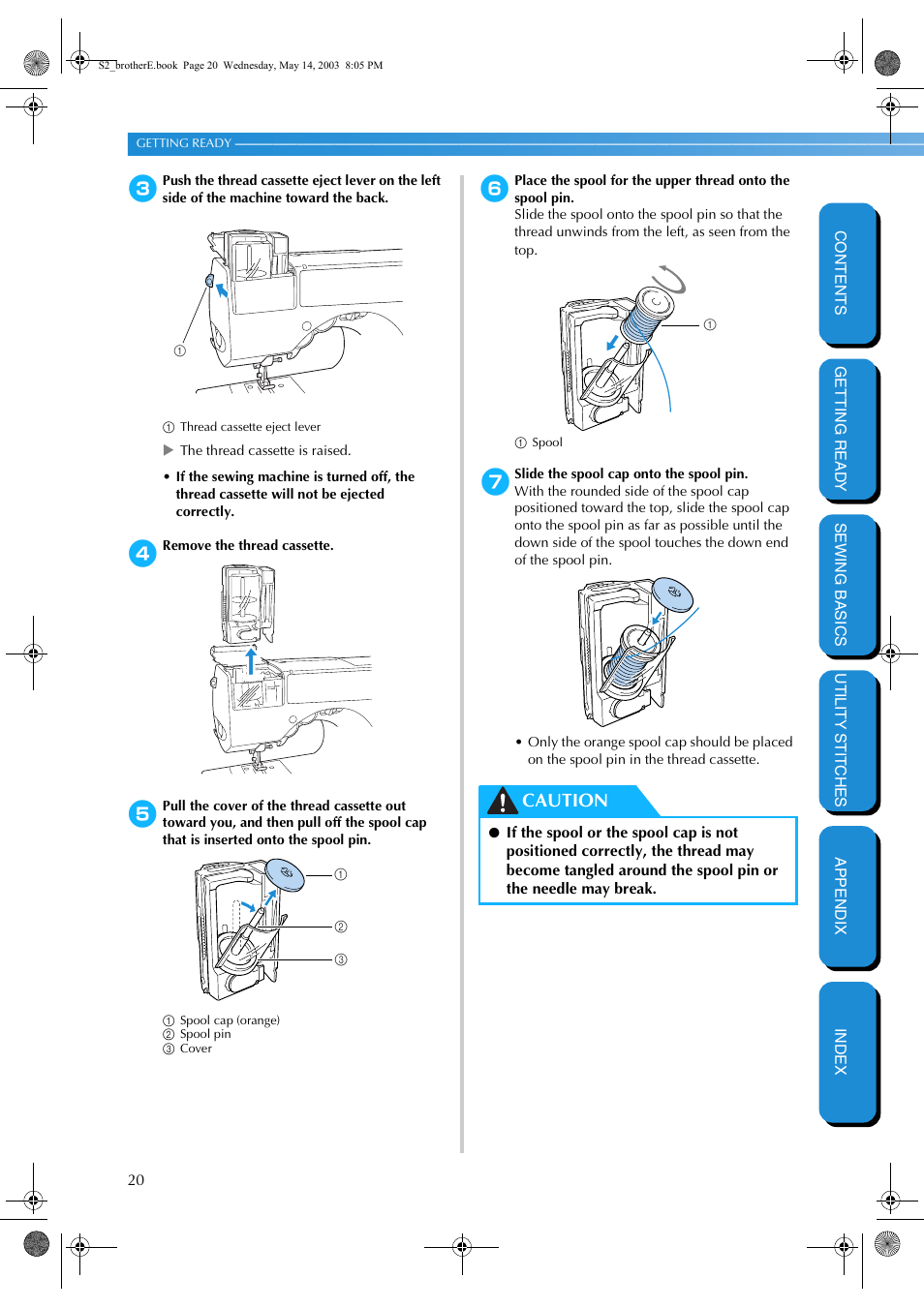 Caution | Brother CS-8060 User Manual | Page 26 / 116