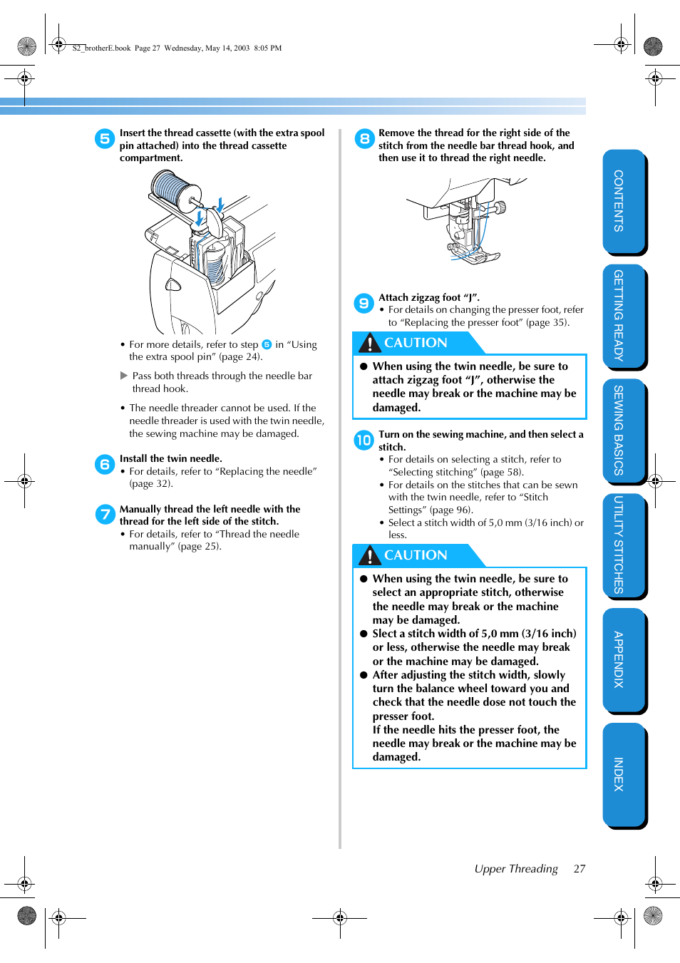 Caution | Brother CS-8060 User Manual | Page 33 / 116