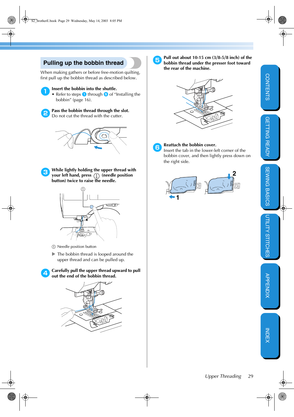 Pulling up the bobbin thread | Brother CS-8060 User Manual | Page 35 / 116