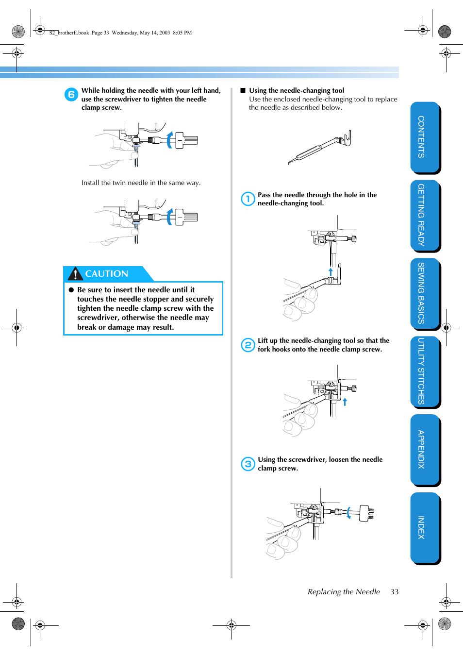 Caution | Brother CS-8060 User Manual | Page 39 / 116