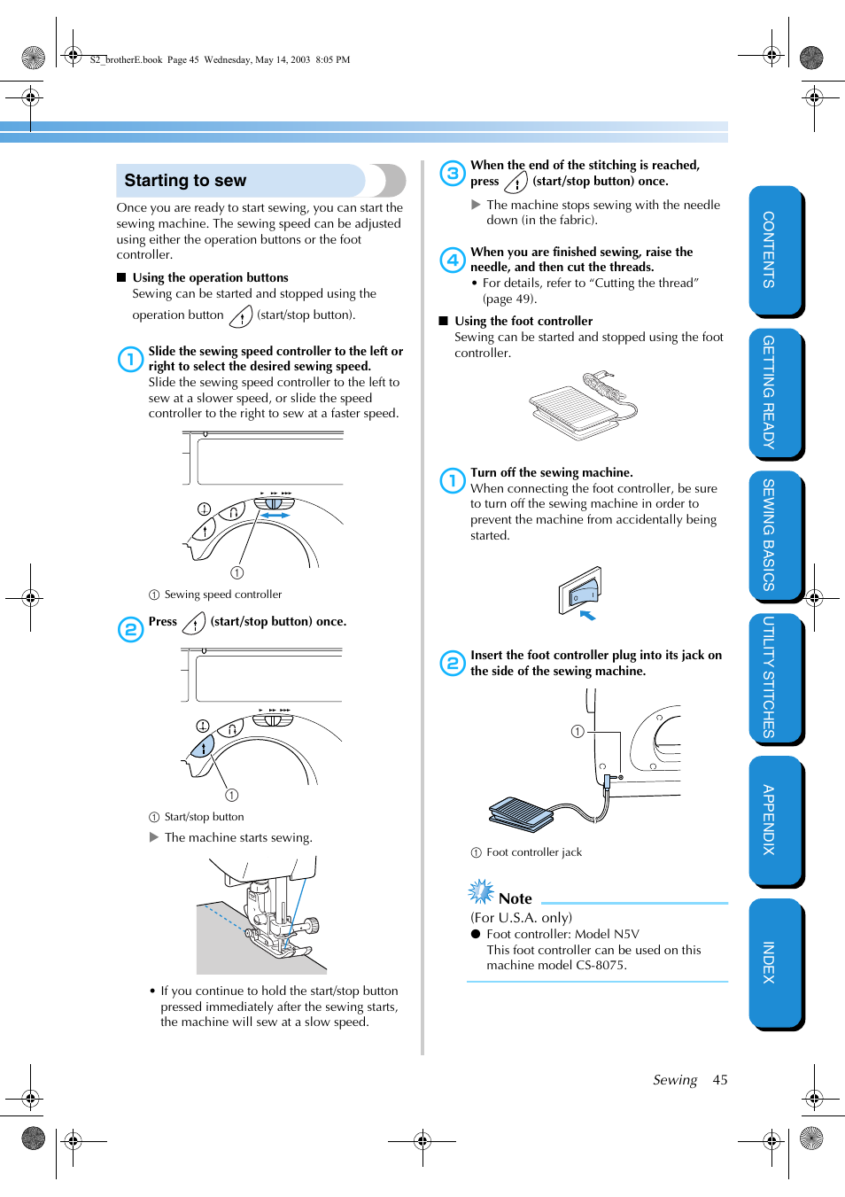 Starting to sew | Brother CS-8060 User Manual | Page 51 / 116