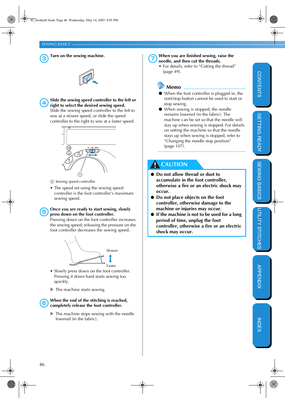 Caution | Brother CS-8060 User Manual | Page 52 / 116